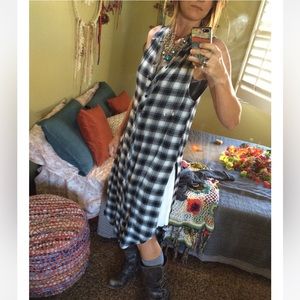 Urban outfitters BDG flannel maxi button down tank dress with high side slits
